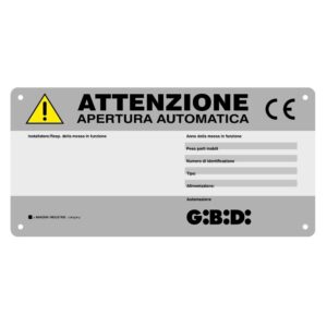 Targa Avvertenze Per Cancello GIBIDI AJ75800