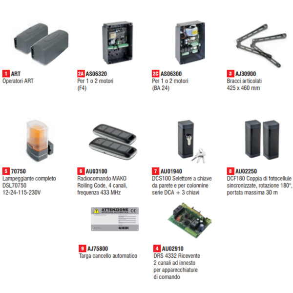 Kit Automazione Automatismo Cancelli Anta Battente GIBIDI KIT ART5000 K355/BFSLT