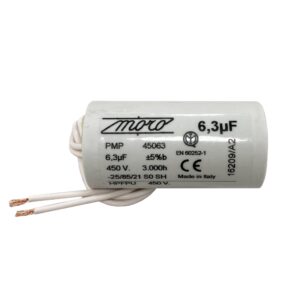 00100 Condensatore 6,3 Mf 2 Cavi Unipolari GIBIDI P9AE01620-100 Ricambio Originale