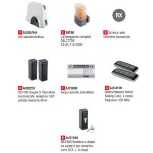 Kit Automazione Automatismo Per Cancelli Scorrevoli SL544 SL 544 GIBIDI K544/BFSLT