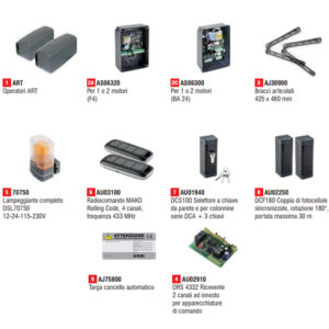 Kit Automazione Automatismo Cancelli Anta Battente Art 5000 GIBIDI K351/BFLT