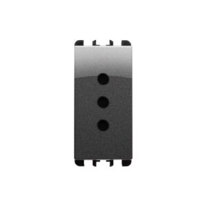 Presa P11, 1 Modulo, 2P+T 10A-250V, Nea, Acciaio Scuro URMET 10301AC