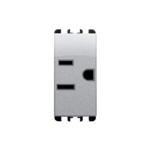 Presa Usa + Saudita Polarizzata, 1 Modulo, 2P+T 15A-127V, Nea, Alluminio URMET 10305AL