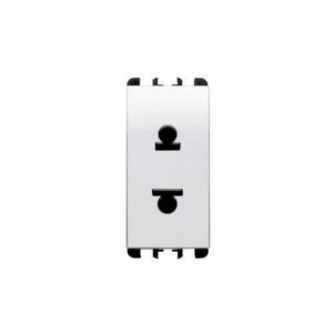 Presa Euro-Americana, 1 Modulo, 127-230V, Nea, 16A, Bianco Ghiaccio URMET 10306BG