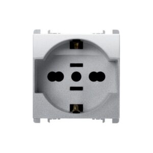 Presa Universale + Usa, 2 Moduli, 2P+T 16A-250V, Nea, Alluminio URMET 10315/2AL