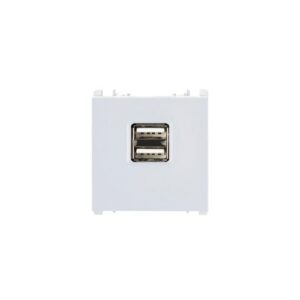Unità Di Alimentazione Con Due Uscite Usb, 1 Modulo, 5V 2.1A, 100-230V, Nea, Bianco Ghiaccio URMET 10330/2BG