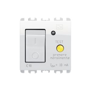 Interruttore Mccb+Rcd, 2 Moduli, 1P+N, 10A, Nea, Bianco Ghiaccio URMET 10512/10BG