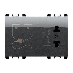 Presa Per Rasoi Con Trasformatore D'Isolamento, 3 Moduli, 230V, Nea, Acciaio Scuro URMET 10521AC