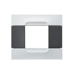 Placca 2 Moduli, Kàdra, Serie Antracite, Metallo, Bianco Vega URMET 10902.50