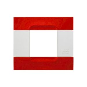 Placca 2 Moduli, Kàdra, Serie Bianca, Metallo, Rosso Orione URMET 10902.B.58