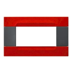 Placca 4 Moduli, Kàdra, Serie Antracite, Metallo, Rosso Orione URMET 10904.58
