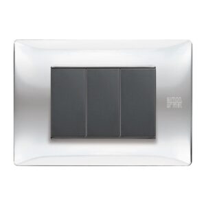 Placca 3 Moduli, Flexa, Tecnopolimero, Inox Lucido URMET 11803.IL