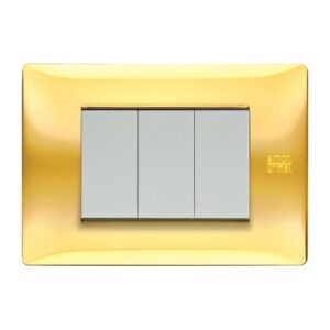 Placca 3 Moduli, Flexa, Tecnopolimero, Oro Lucido URMET 11803.OL