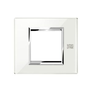 Placca 2 Moduli, Expì, Vetro, Bianco Neve URMET 13002.BN