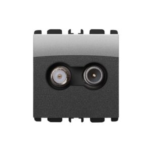 Presa Passante Tv-Sat, 2 Moduli, Attenuazione 14 Db, Nea, Acciaio Scuro URMET 13414/2AC