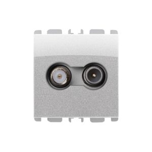 Presa Passante Tv-Sat, 2 Moduli, Attenuazione 14 Db, Nea, Alluminio URMET 13414/2AL