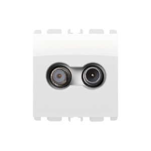 Presa Passante Tv-Sat, 2 Moduli, Attenuazione 14 Db, Nea, Bianco Ghiaccio URMET 13414/2BG