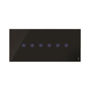 Placca 6 Moduli, 6 Simboli, Expì Touch, Vetro, Nero Lava URMET 14066.NR