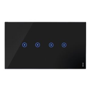 Placca 4 Moduli, 4 Simboli, Expì Touch, Vetro, Nero Lava URMET 14044.NR