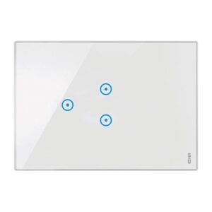 Placca 3 Moduli, 1 Simbolo Centrale Sovrapposto, 1 Simbolo A Sinistra, Expì Touch, Vetro, Bianco Neve URMET 14503S.BN