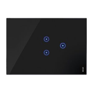 Placca 3 Moduli, 1 Simbolo Centrale Sovrapposto, 1 Simbolo A Destra, Expì Touch, Vetro, Nero Lava URMET 14503D.NR
