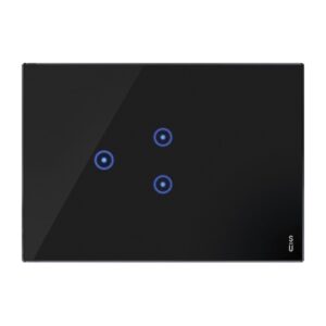Placca 3 Moduli, 1 Simbolo Centrale Sovrapposto, 1 Simbolo A Sinistra, Expì Touch, Vetro, Nero Lava URMET 14503S.NR