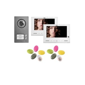 Kit Bifamiliare Video Note2 Wifi, Con Pulsantiera Mikra2 E Videocitofono Vmodo, Sistema 2 Fili URMET 1723/96