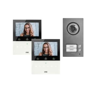 Kit Bifamiliare Video Con Pulsantiera Mikra2 Videocitofono Vivavoce Con Wi-Fi Vog5W Bianco 2Voice URMET 1784/726