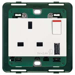 Presa 2P+T 13A Bs+Int.Rosso+Usb A Bianco VIMAR 14223.A