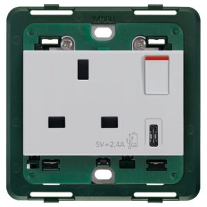Presa 2P+T 13A Bs+Int.Rosso+Usb C Silver VIMAR 14223.C.SL
