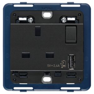 Presa 2P+T 13A Bs+Int.Rosso+Usb A Grigio VIMAR 19223.A