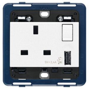Presa 2P+T 13A Bs+Int.Rosso+Usb A Bianco VIMAR 19223.A.B