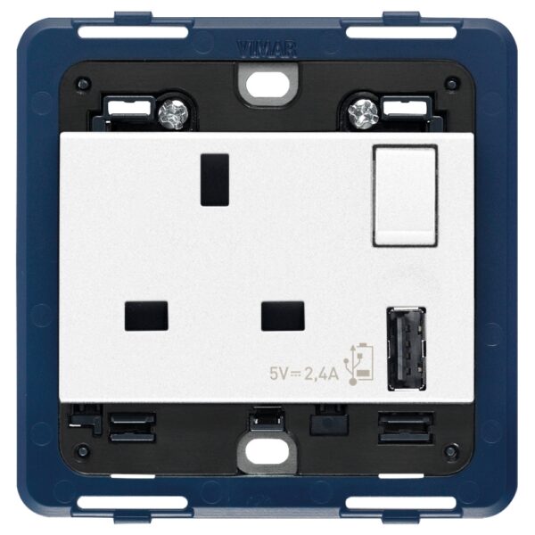 Presa 2P+T 13A Bs+Int.Rosso+Usb A Bianco VIMAR 19223.A.B