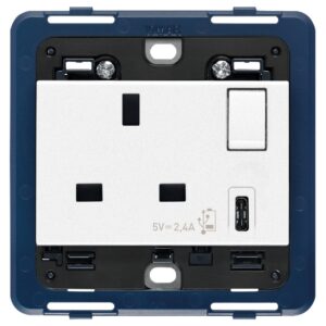 Presa 2P+T 13A Bs+Int.Rosso+Usb C Bianco VIMAR 19223.C.B