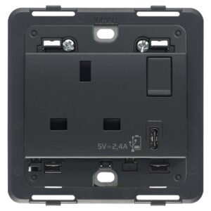 Presa 2P+T 13A Bs + Int. + Usb C Grigio VIMAR 20223.C