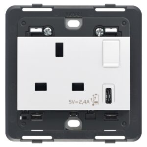 Presa 2P+T 13A Bs + Int. + Usb C Bianco VIMAR 20223.C.B