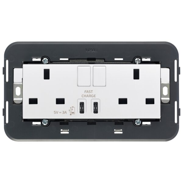2 Prese 2P+T 13A Bs +Int +Usb C+C Bianco VIMAR 20224.CC.B