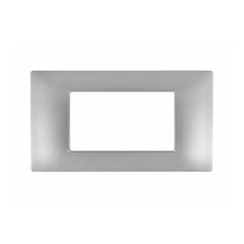 Placca Tecnopolimero T2-Gem 4P Silver MAPAM M6004-09 Compatibile VIMAR PLANA