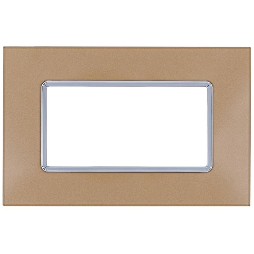 Placca Vetro T2-Gem 4P Oro MAPAM M6004BL-4 Compatibile VIMAR PLANA