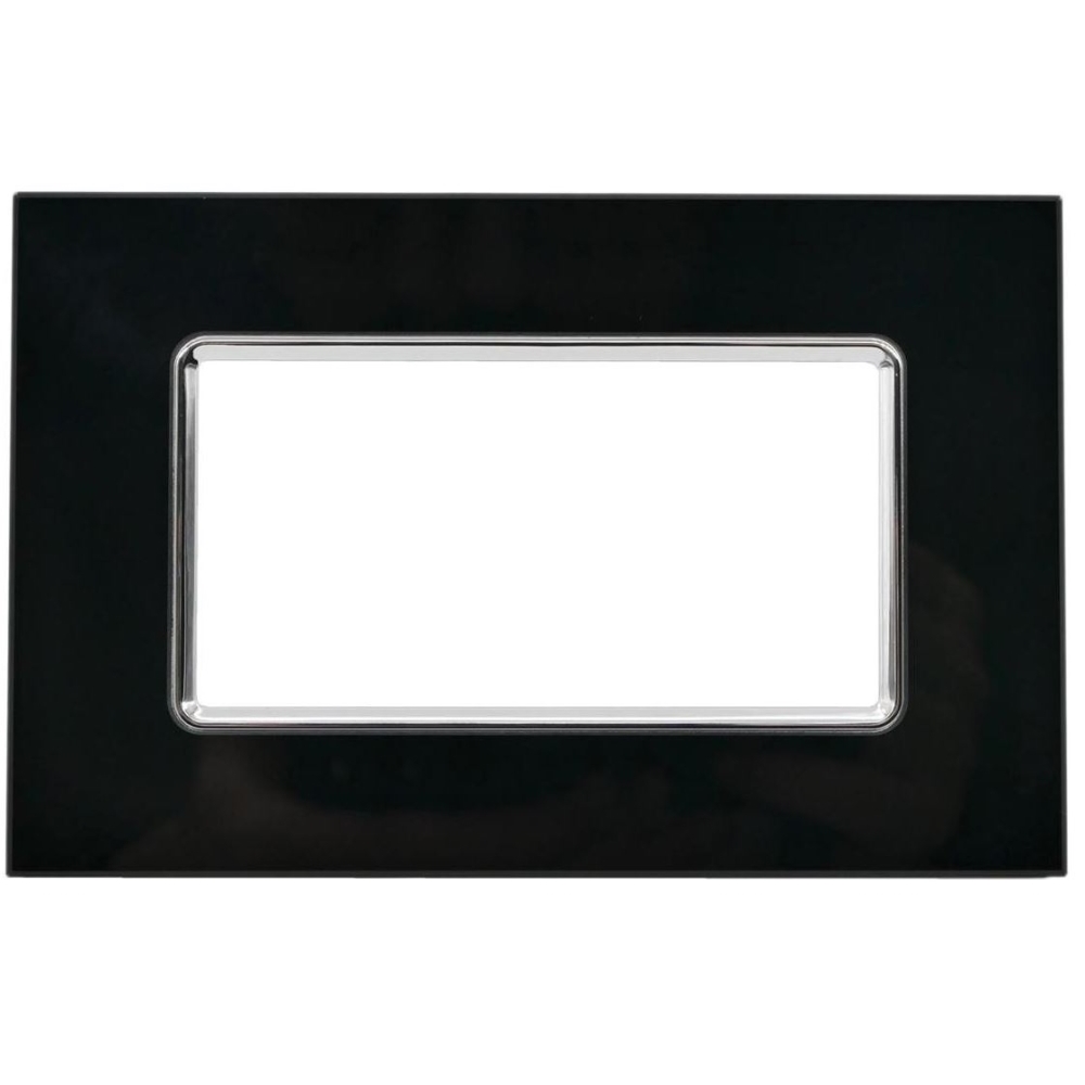 Placca Vetro T2-Gem 4P Nero MAPAM M6004BL-2 Compatibile VIMAR PLANA