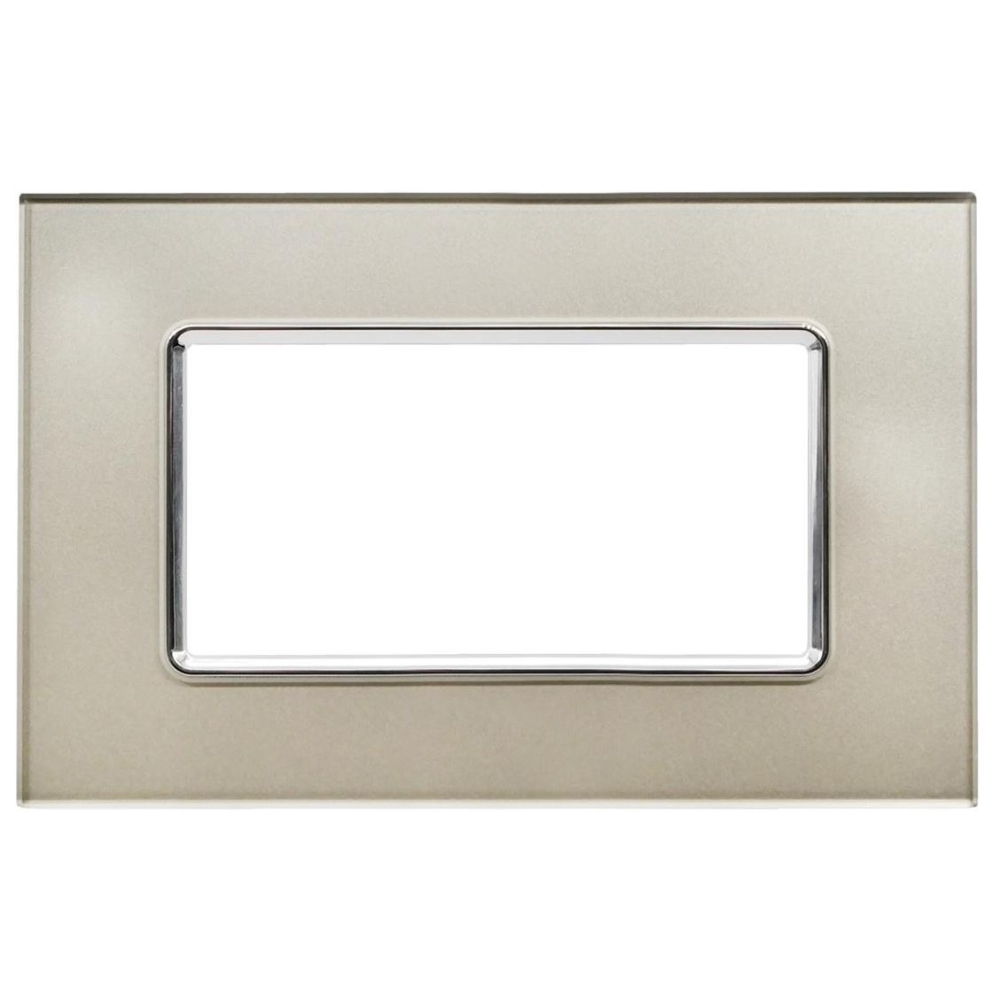 Placca Vetro T3-Joy 4P Champagne MAPAM M5004BL-5 Compatibile Bticino Matix