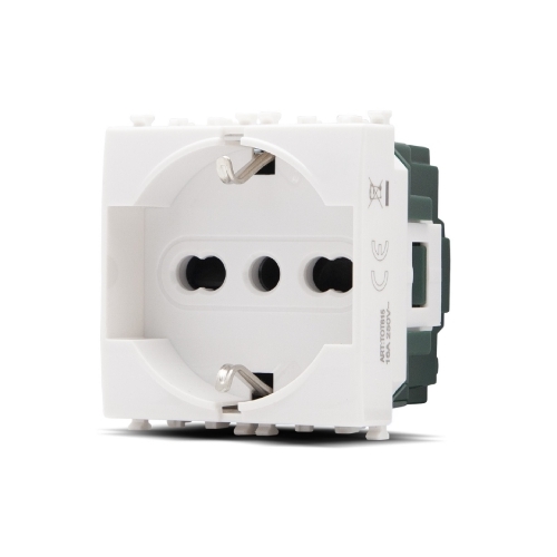 Presa Schuko Unel 2.0 (16A-250V) T2-Gem Bianco MAPAM 615B Compatibile VIMAR PLANA