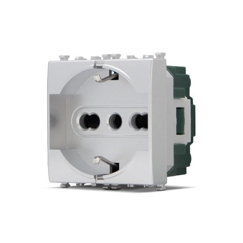Presa Schuko Unel 2.0 (16A-250V) T2 Alluminio MAPAM 615A