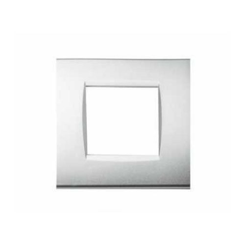 Placca Tecnopolimero T1-Art 2P Grigio Chiaro MAPAM 8002-04 Compatibile Bticino Living Light Tech International
