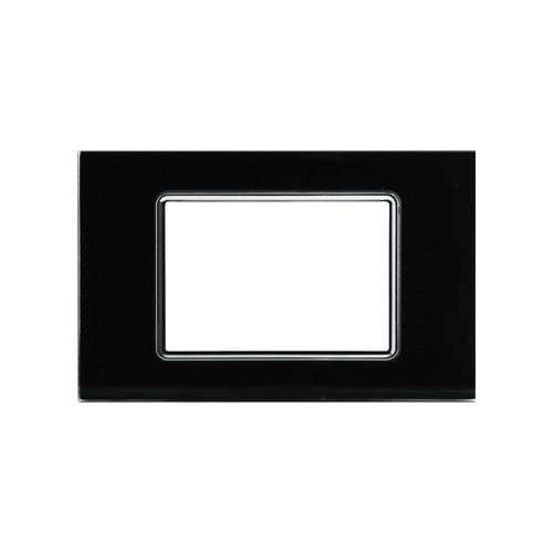 Placca Vetro T1-Art 3P Nero MAPAM 8003BL-2 Compatibile Bticino Living Light Tech International