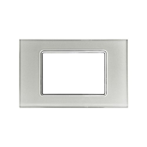 Placca Vetro T1-Art 3P Silver MAPAM 8003BL-3 Compatibile Bticino Living Light Tech International