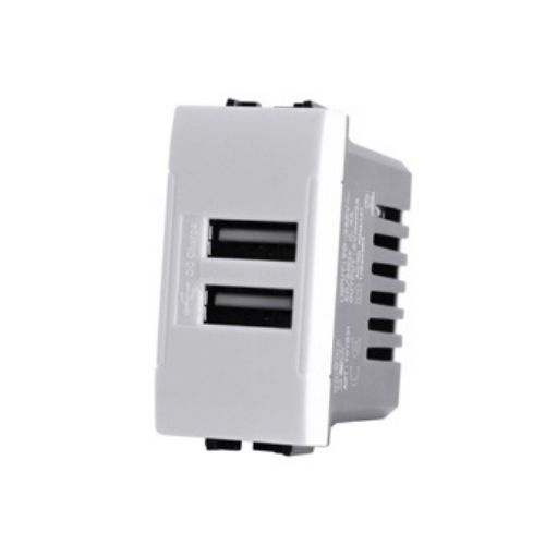 Doppia Presa Usb 2A T1-Art Bianco MAPAM 821B Compatibile Bticino Living Light Tech International