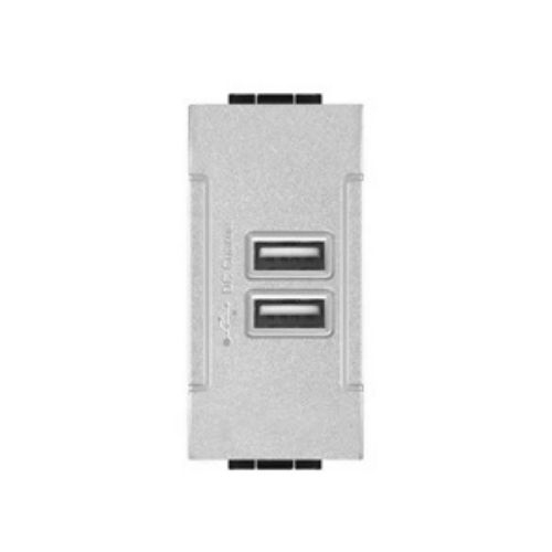 Doppia Presa Usb 2A T1-Art Alluminio MAPAM 821A Compatibile Bticino Living Light Tech International