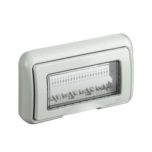 Placca Idrobox Ip55 T3-Joy 4P Bianco MAPAM S5004B Compatibile Bticino Matix