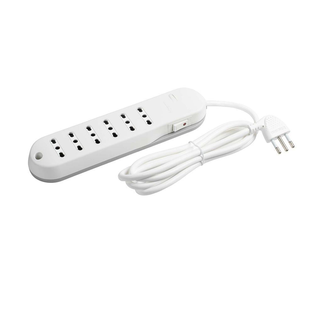 Multipresa Slim6 Bipasso Con Interruttore Safe E Cavo - Bianca BTICINO 3636DB